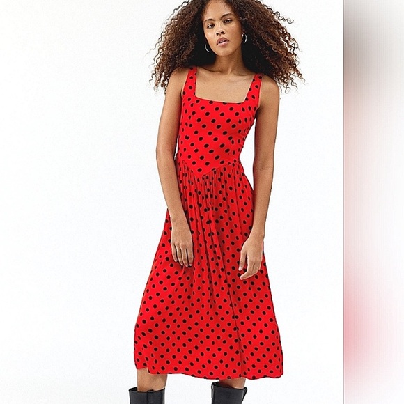 Urban Outfitters Dresses & Skirts - Urban Outfitters Lydia Red and Black Polka Dot Midi Dress
